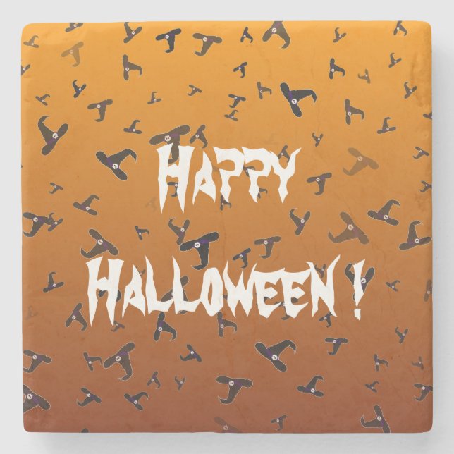 Porta-copo De Pedra Chapéus De Bruxas De Halloween (Frente)