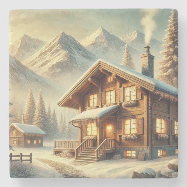 Porta-copo De Pedra Charme alpino (Frente)