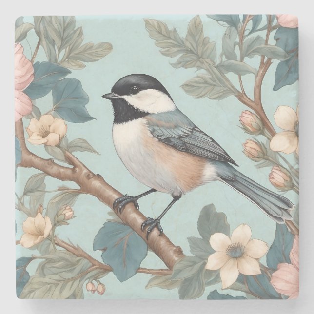 Porta-copo De Pedra Charming Chickadee Bird (Frente)