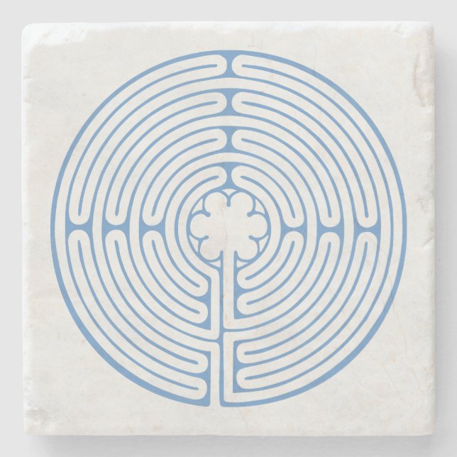 Porta-copo De Pedra Chartres Labyrinth Blue (Frente)