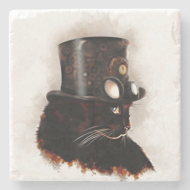 Porta-copo De Pedra Chat steampunk (Frente)