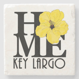 Porta-copo De Pedra Chave HOME Largo Yellow Hibiscus