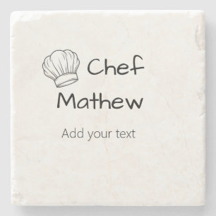 Porta-copo De Pedra Chef cozinheiro adicionar texto nome homens cozinh