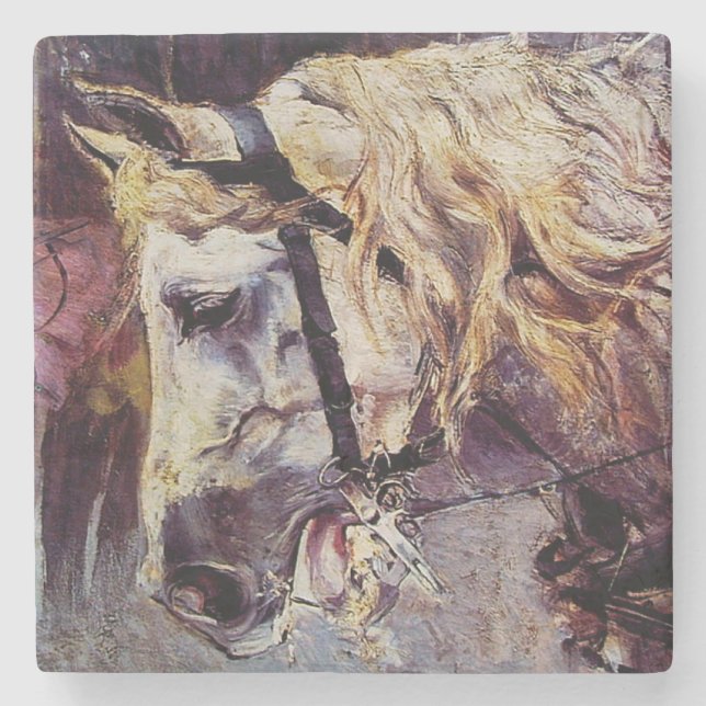 Porta-copo De Pedra Chefe de Cavalo Branco (por Giovanni Boldini) (Frente)