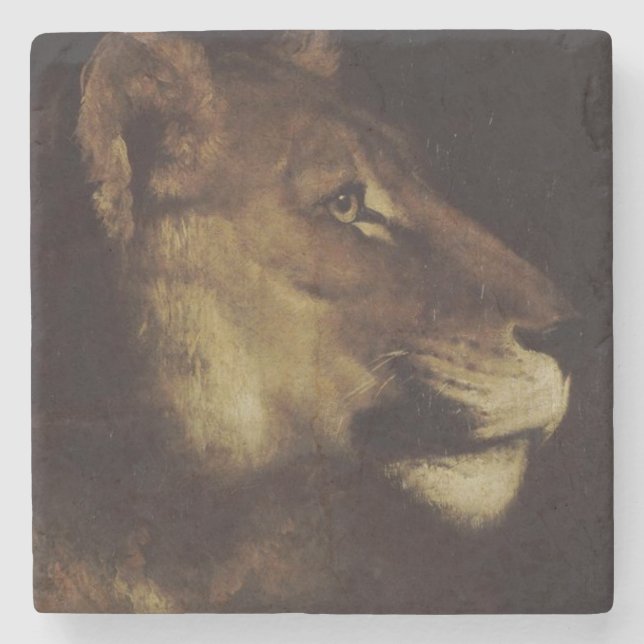 Porta-copo De Pedra Chefe de Leão (Animal Selvagem) (Frente)