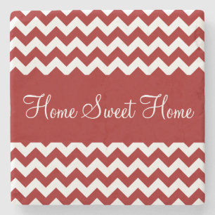 Porta-copo De Pedra Cherry Red Chevron Stripes