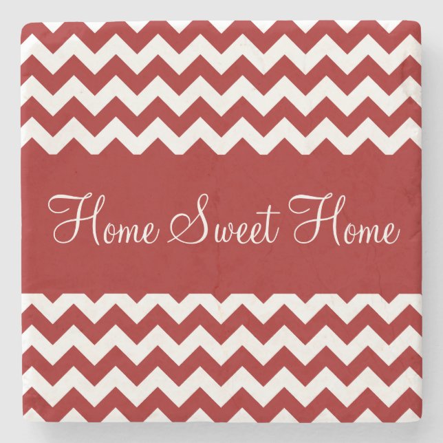 Porta-copo De Pedra Cherry Red Chevron Stripes (Frente)