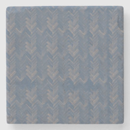 Porta-copo De Pedra Chevron Herringbone Patterno Retro Azul