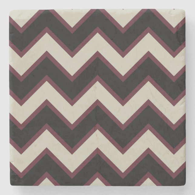 Porta-copo De Pedra Chevron preto de creme vermelho (Frente)