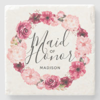 Chic Burgundy e Blush Floral Wreath Madrinha de ca