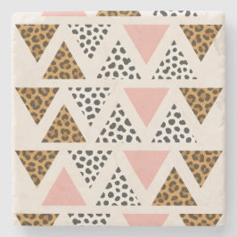 Porta-copo De Pedra Chic Leopard & Pink Triangle Pattern