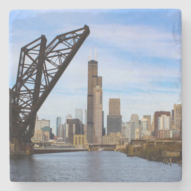 Porta-copo De Pedra Chicago do rio (Frente)