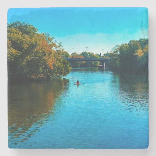 Porta-copo De Pedra Chicago River em Fall (Frente)