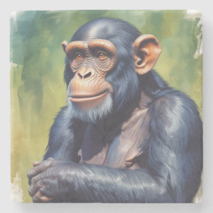 Porta-copo De Pedra Chimpanzé Engraçado e Louco