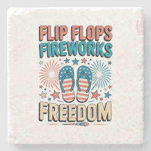 Porta-copo De Pedra Chinelos, fogos de artifício, Liberdade - Verão Pa