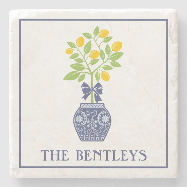 Porta-copo De Pedra Chinoiserie Portas copos de Pedra de Limão (Frente)