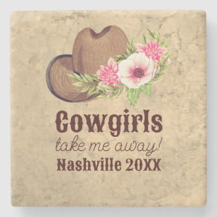 Porta-copo De Pedra Chique Country Caubói Rústico Rosa Floral