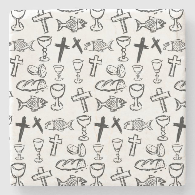 Porta-copo De Pedra Christian Pattern (Frente)