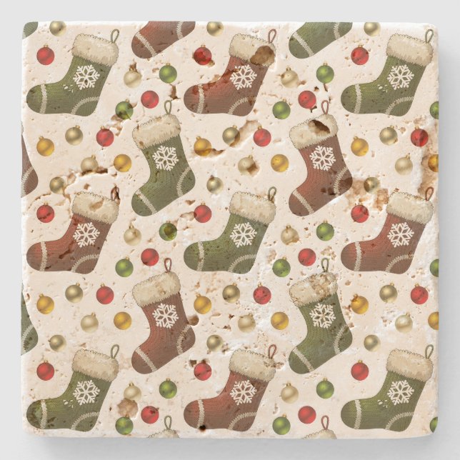 Porta-copo De Pedra Christmas Wreaths (Frente)