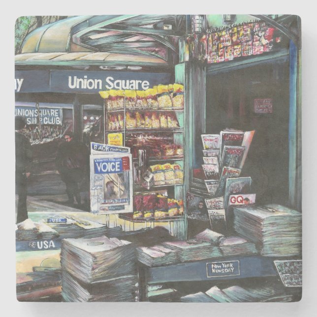 Porta-copo De Pedra Chrysocolia Morning, Union Square, NYC (Frente)