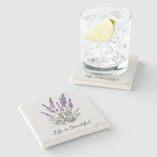 Porta-copo De Pedra Chuva de Noiva Floral Lavanda Roxo Cinza Romântica