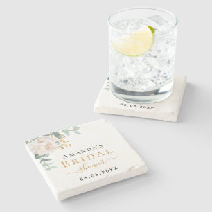 Porta-copo De Pedra Chuva de noiva floral verde de eucalipto elegante