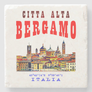 Porta-copo De Pedra Cidade alta e velha (Citta Alta) em Bergamo. Itáli