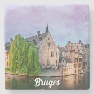 Porta-copo De Pedra Cidade antiga de Bruges e torre de Belfry