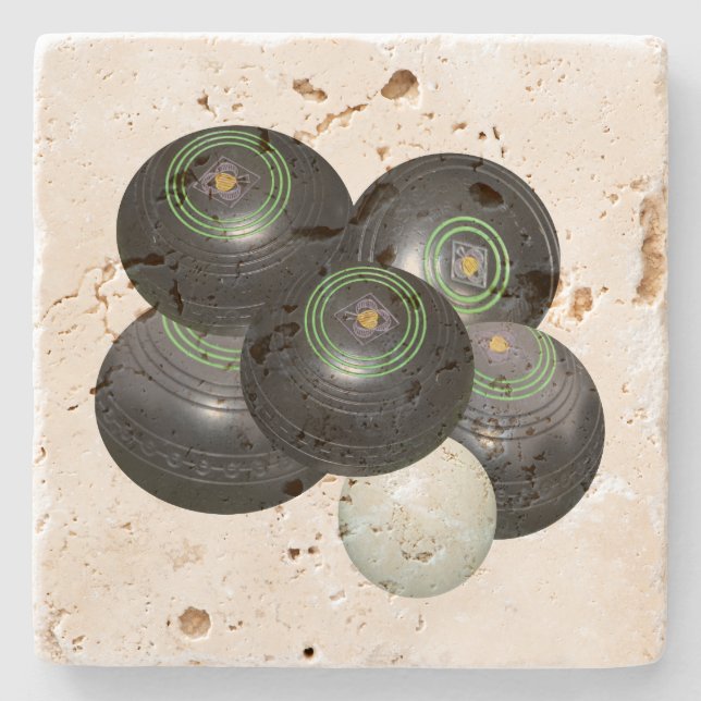 Porta-copo De Pedra Cinco Bolinhos Pretos E Jack, (Frente)