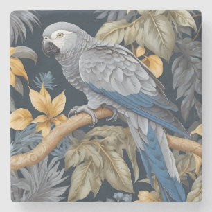 Porta-copo De Pedra Cinza Africana Folhas Tropicais