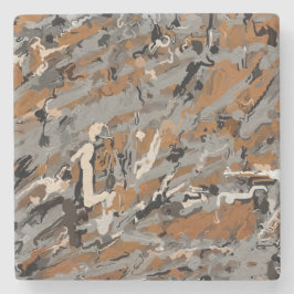 Porta-copo De Pedra Cinza, preto e caramelo