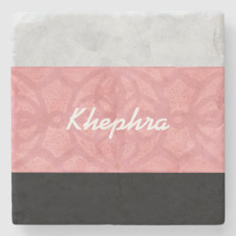 Porta-copo De Pedra Cinza Rosa-Rosa-Rosa-Rosa, Aquarela E Nome