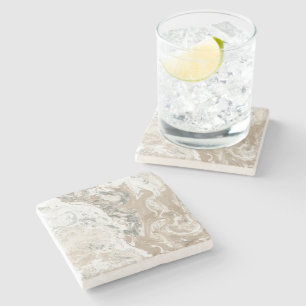 Porta-copo De Pedra Cinzas bege brilhantes de pedra de mármore do