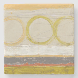 Porta-copo De Pedra Círculos Amarelos e Laranja em Fundo Multicolor