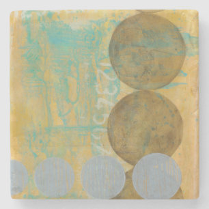 Porta-copo De Pedra Círculos castanho escuro e Cinza com números