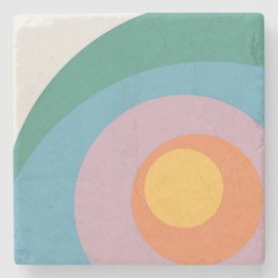 Porta-copo De Pedra Círculos de estilo retrô multicolorido