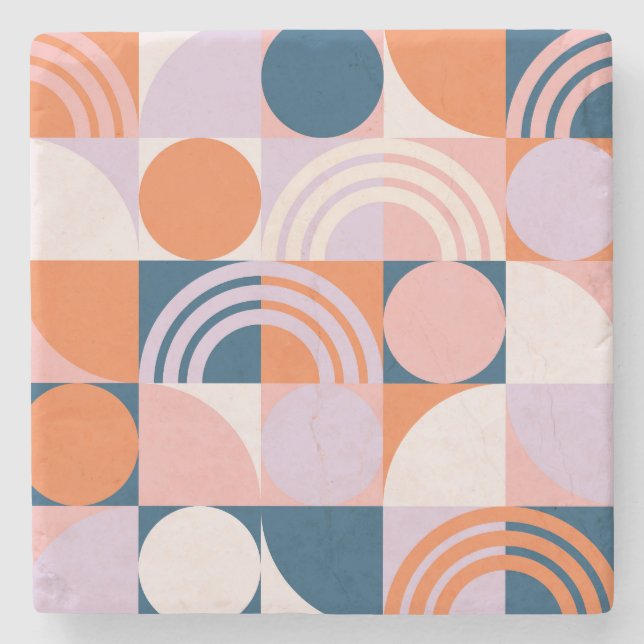 Porta-copo De Pedra Círculos do século médio: Padrão Geométrico (Frente)