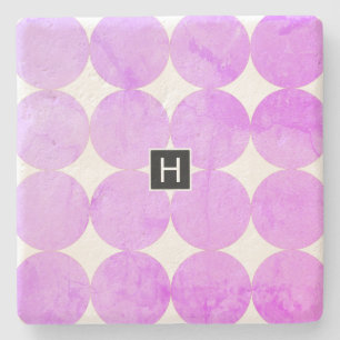 Porta-copo De Pedra Círculos Roxos Modernos   Monograma
