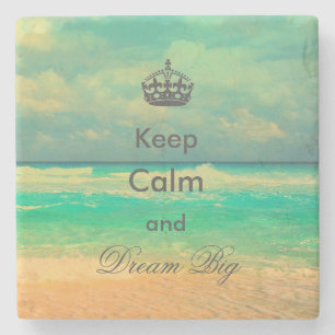 Porta-copo De Pedra citação da vintage Beach "Keep Calm and Dream Bi