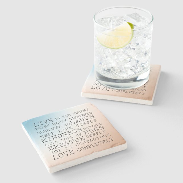 Porta-copo De Pedra Citações Inspiracionais Blue Brown Ombro (Lateral)