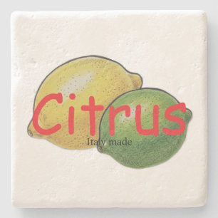 Porta-copo De Pedra Citrus Itália feita Aquarela desenhada à mão Amare