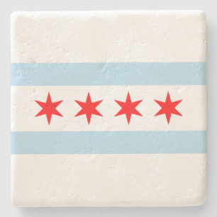 Porta-copo De Pedra City Flag de Chicago (Illinois)