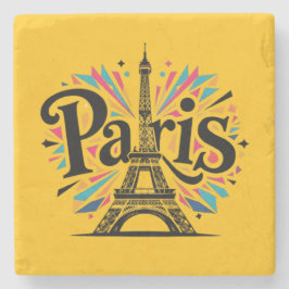 Porta-copo De Pedra City of Lights: Bold Paris Typography Art