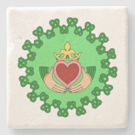 Porta-copo De Pedra Claddagh e Green Knotwork