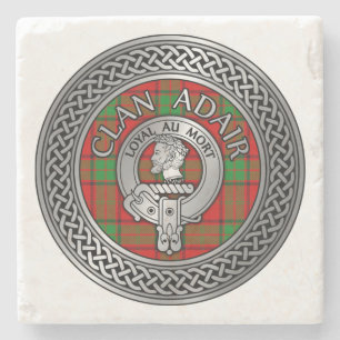 Porta-copo De Pedra Clan Adair Crest & Tartan Knot