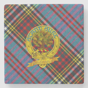 Porta-copo De Pedra Clan Anderson Tartan e Motif