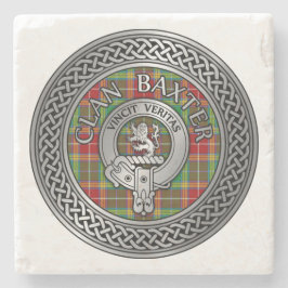 Porta-copo De Pedra Clan Baxter Crest & Tartan Knot