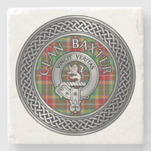 Porta-copo De Pedra Clan Baxter Crest & Tartan Knot