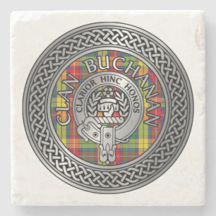 Porta-copo De Pedra Clan Buchanan Crest & Tartan Knot