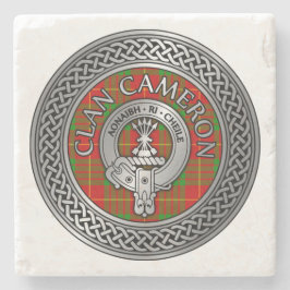 Porta-copo De Pedra Clan Cameron Crest & Tartan Knot Stone Porta copos